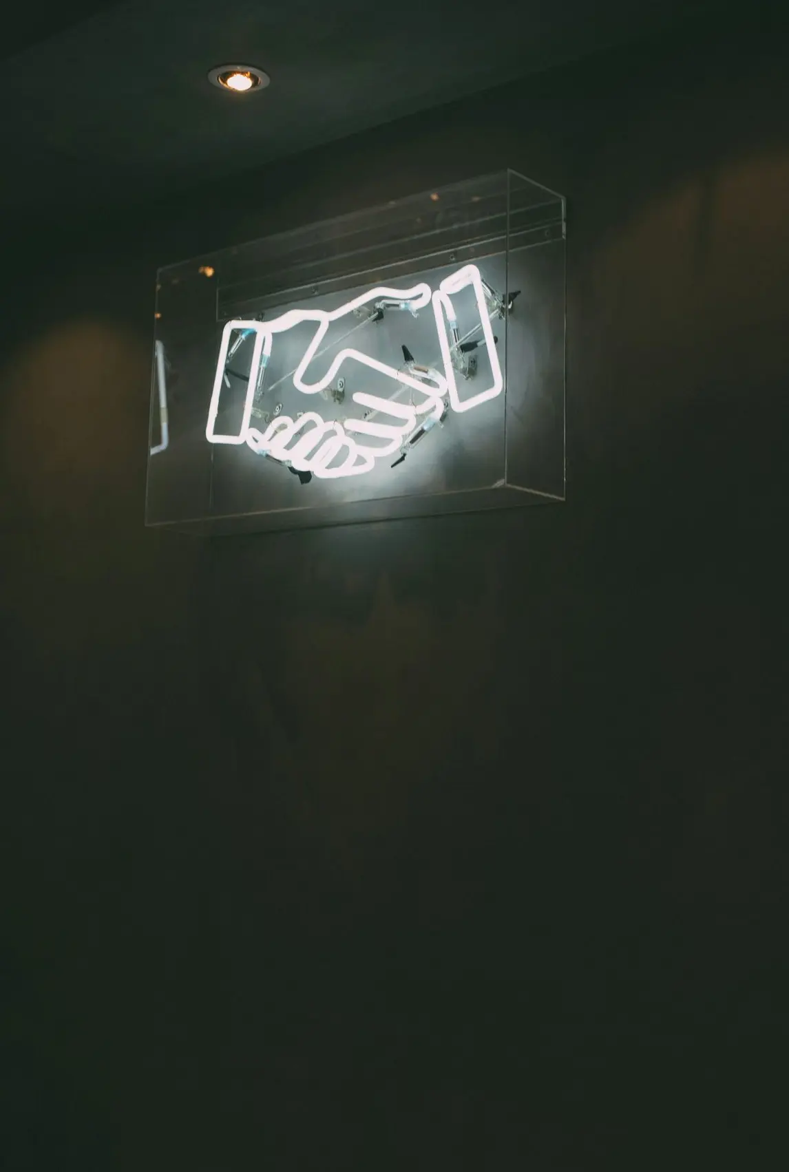 human hand neon signage